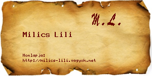 Milics Lili névjegykártya